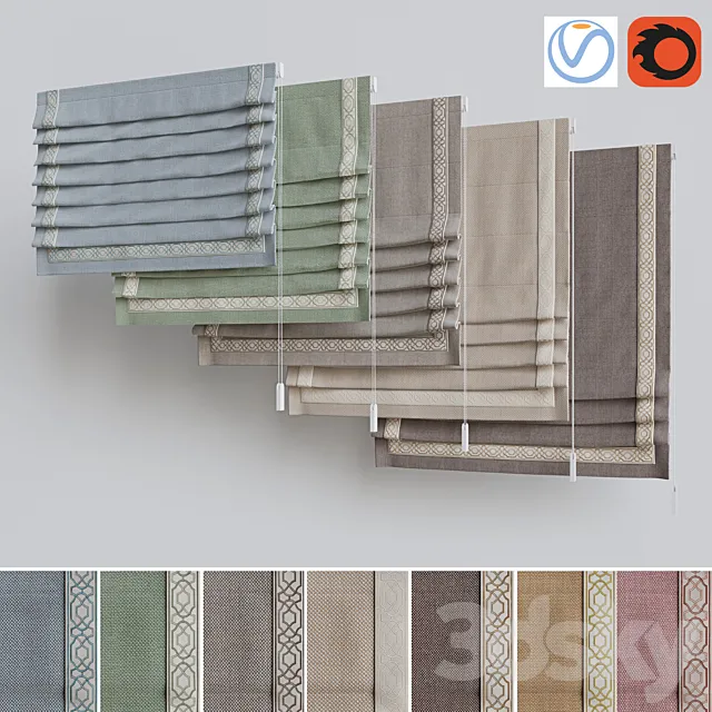 Set of Roman Curtains 1 3D Model Set of Roman Curtains 1 3D Model