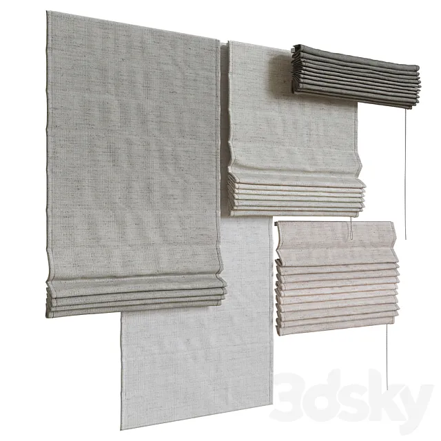 Set of Roman Curtains 3D Model Set of Roman Curtains 3D Model
