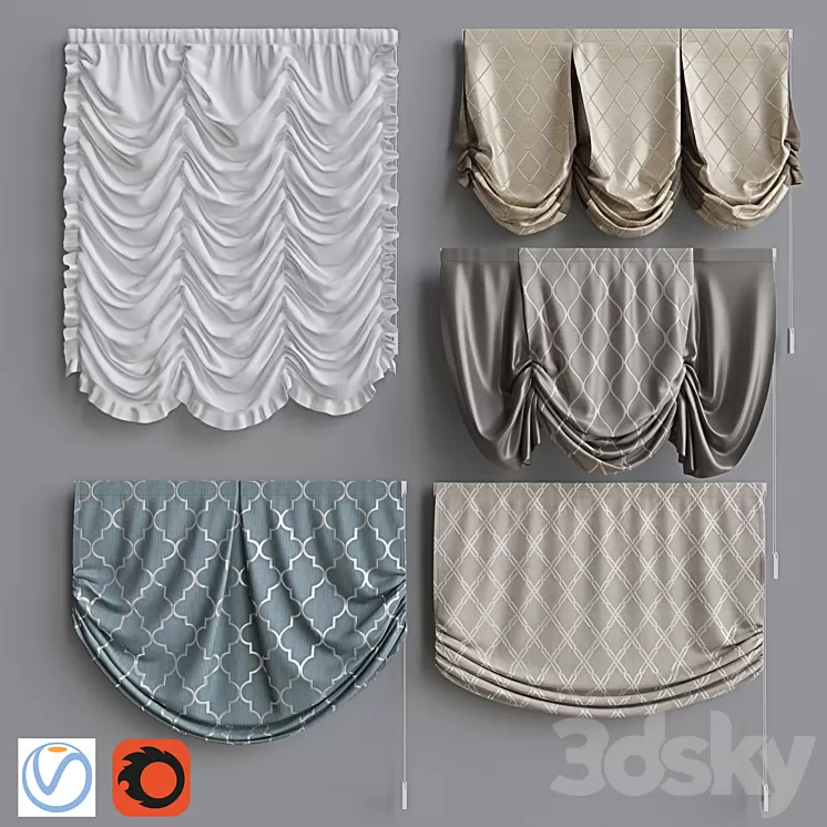 Set of Roman Curtains 4 3D Model Free Download