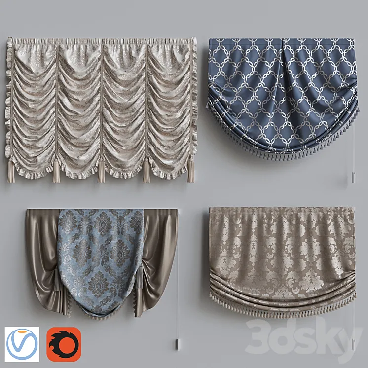 Set of Roman Curtains 5 3D Model Free Download