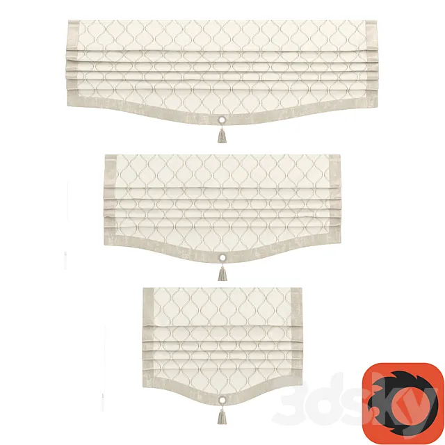Set of Roman curtains ARISSA (pacific beige velvet) 3D Model Set of Roman curtains ARISSA (pacific beige velvet) 3D Model