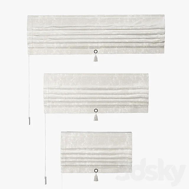 Set of Roman curtains TITOS (white velvet) 3D Model Set of Roman curtains TITOS (white velvet) 3D Model