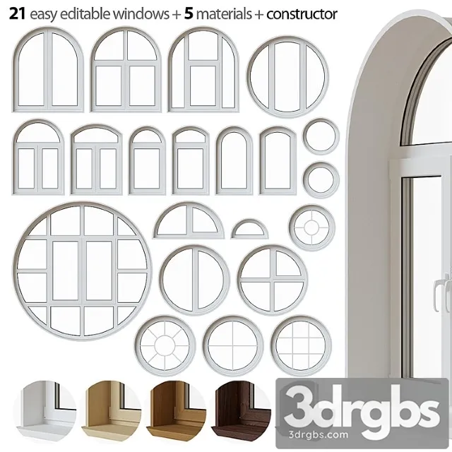 Set of Round and Arched Windows 3D Model Download