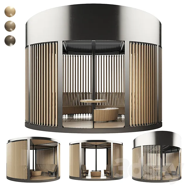 Set of round gazebos 3D Model