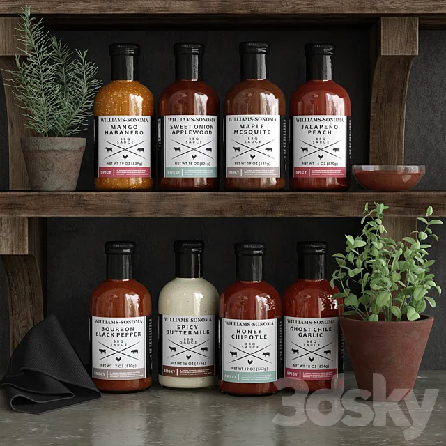 Set of sauces for barbecue 3DModel