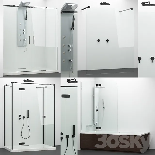 Set of shower cabins Radaway + Grohe 4 3D Model Set of shower cabins Radaway + Grohe 4 3D Model