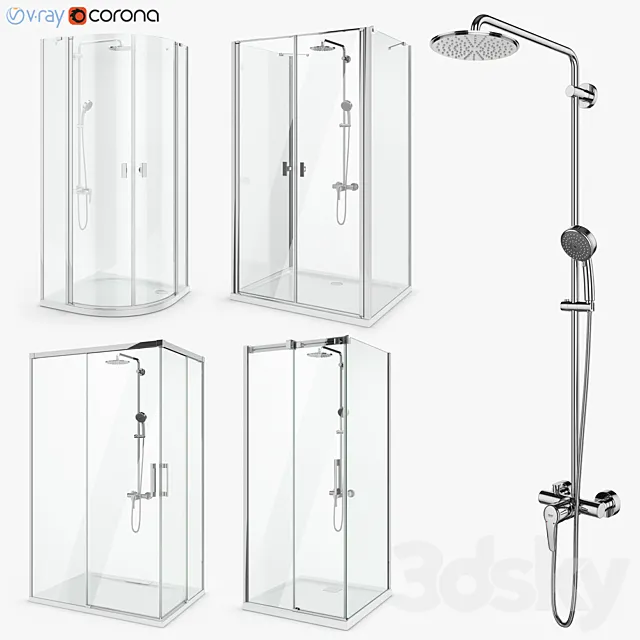 Set of shower cabins Radaway set 51 3DModel Set of shower cabins Radaway set 51 3DModel