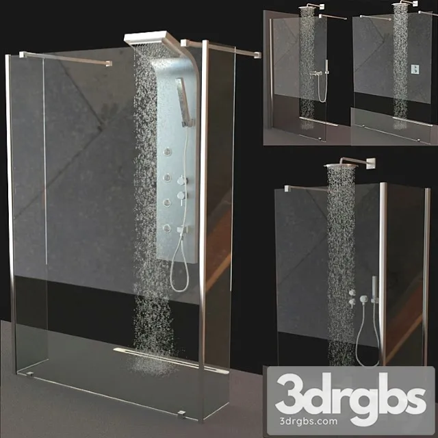 Set of shower cabins ravak walk-in + mixers Set of shower cabins ravak walk-in + mixers