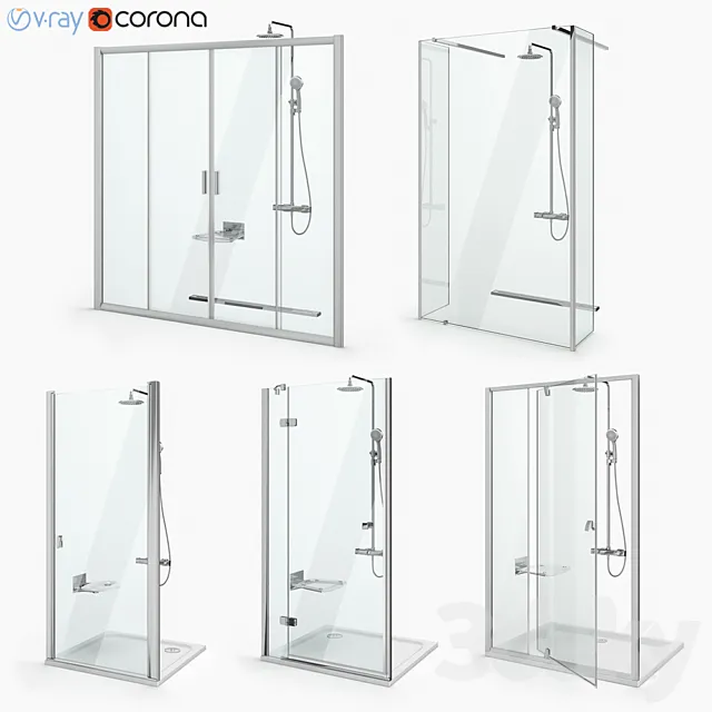 Set of shower doors Ravak set 20 3D Model Set of shower doors Ravak set 20 3D Model
