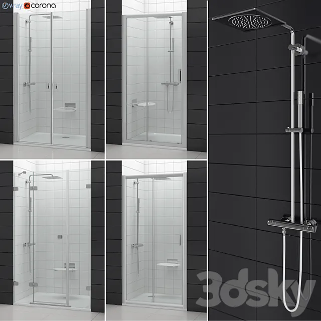 Set of shower doors RAVAK set 53 3D Model Set of shower doors RAVAK set 53 3D Model
