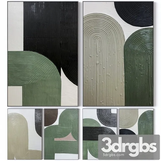 Set Of Six Large Wall Paintings 2458 3D Model Download