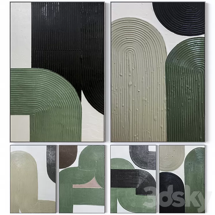 Set of six large wall paintings 2458 3D Model Free Download Set of six large wall paintings 2458 3D Model Free Download