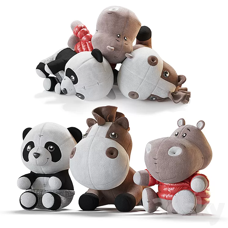 Set of soft toys 2 3D Model