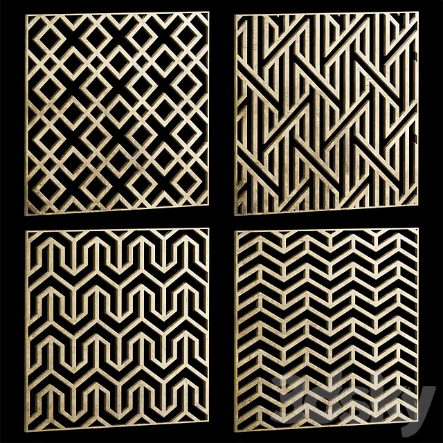 Set of square decorative panels 12 3D Model Set of square decorative panels 12 3D Model