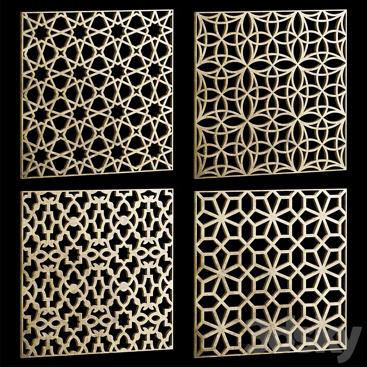 Set of square decorative panels 20 3D Model Free Download