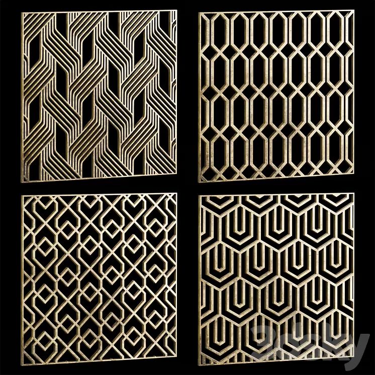 Set of square decorative panels 24 3D Model Free Download