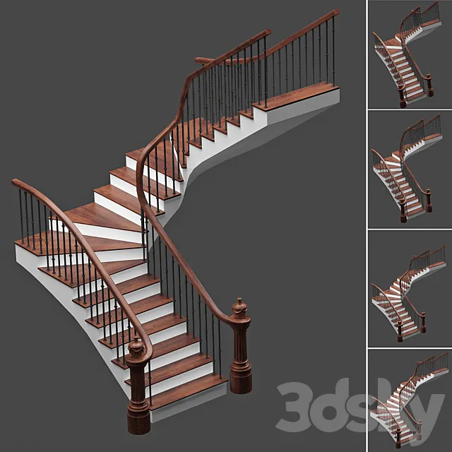 Set of stairs with 4 style 3D Model