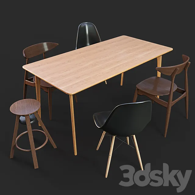 Set of table and chairs 3DModel