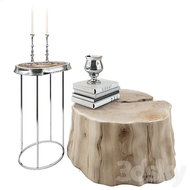 Set of tables from slabs 3D Model Set of tables from slabs 3D Model