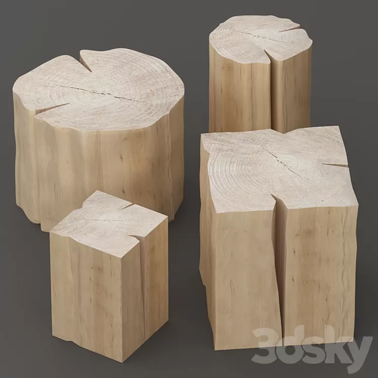 Set of tables from stumps. 3D Model Set of tables from stumps. 3D Model
