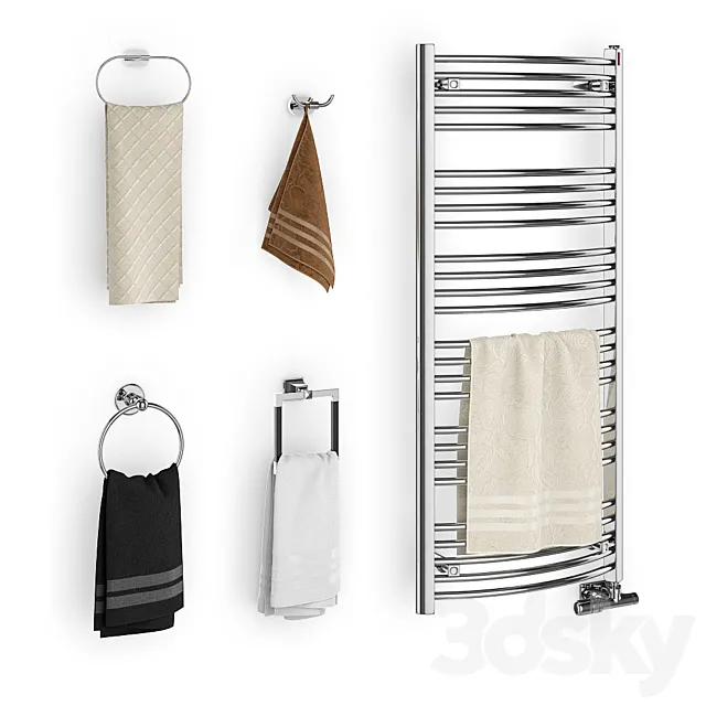 Set of towels for bathroom set 02 3DModel