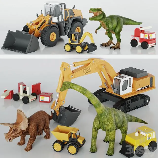 Set of toys with dinosaurs 3D Model