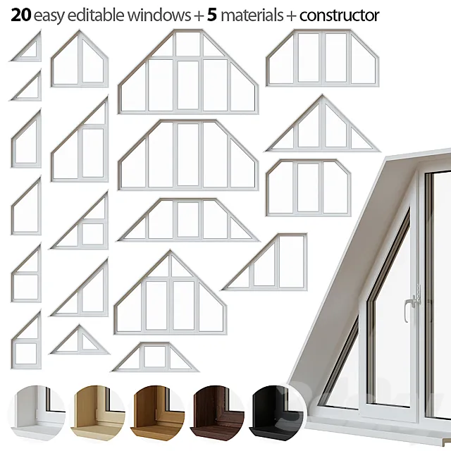 Set of trapezoidal windows 3DModel