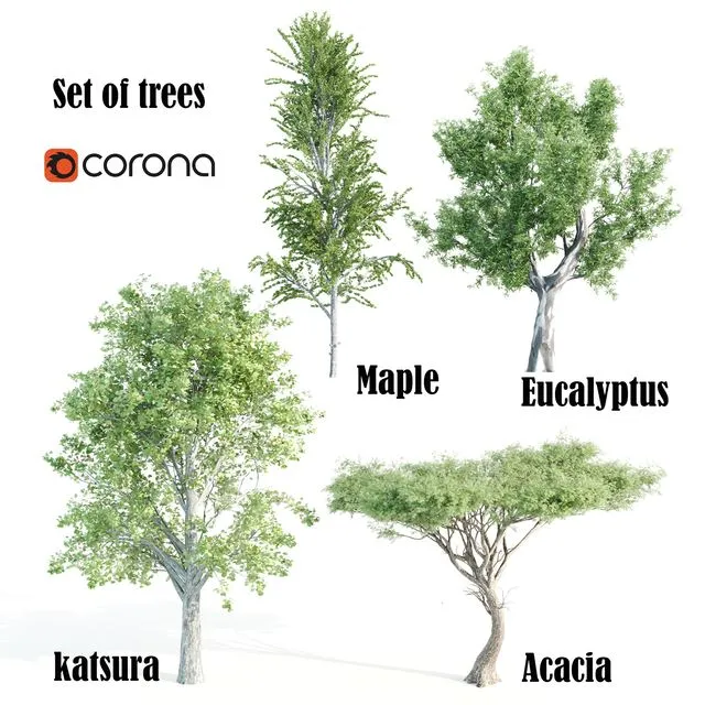 set of tree05 3D Model