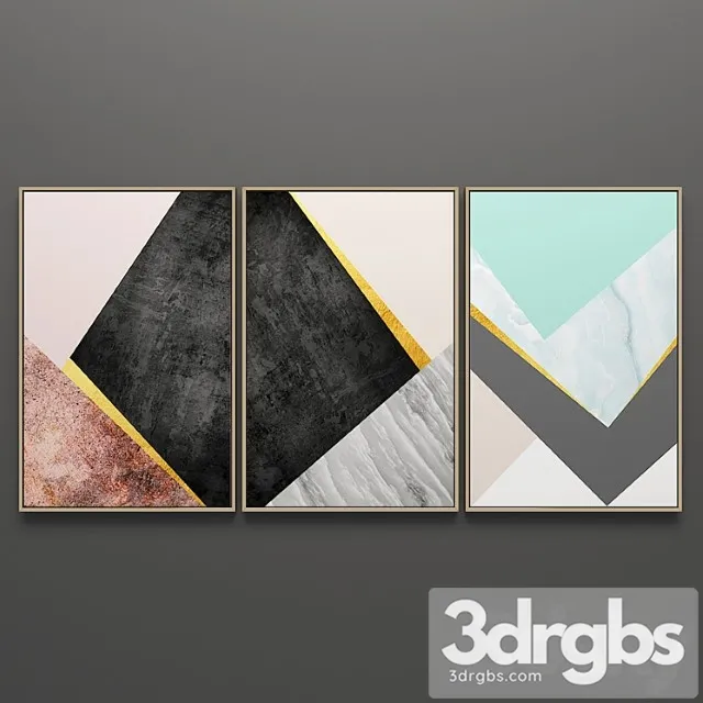 Set of triptych paintings 57 3D Model Download