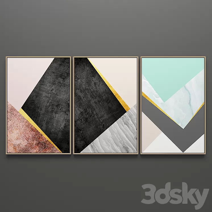 Set of triptych paintings 57 3D Model