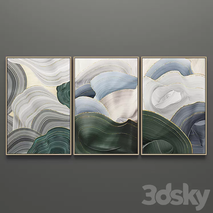 Set of triptych paintings 6 3D Model