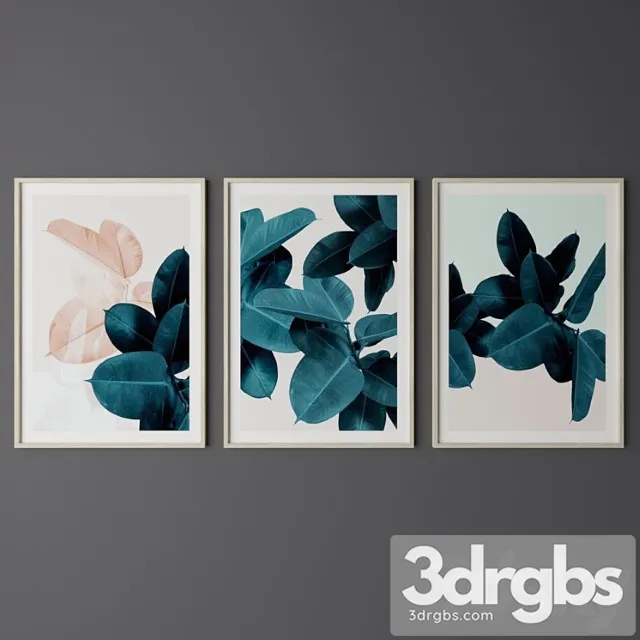 Set Of Tropical Leaf Print 1 3D Model Download