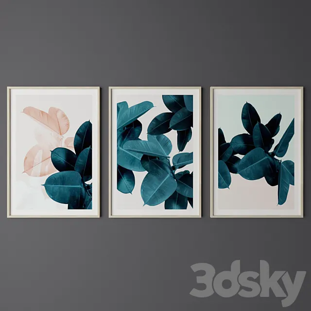 Set of Tropical Leaf Print 3D Model Set of Tropical Leaf Print 3D Model