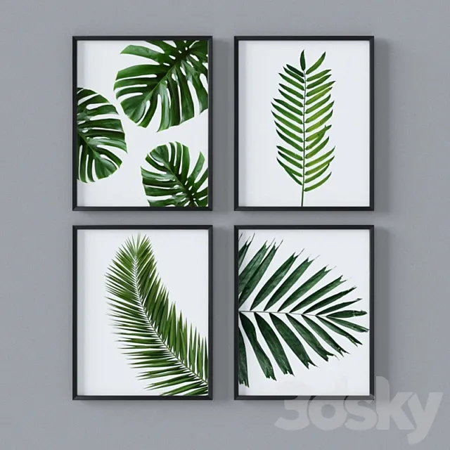 Set of tropical leaves 3D Model Set of tropical leaves 3D Model