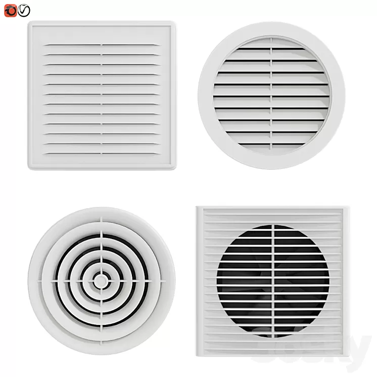 Set of ventilation grilles 3D Model