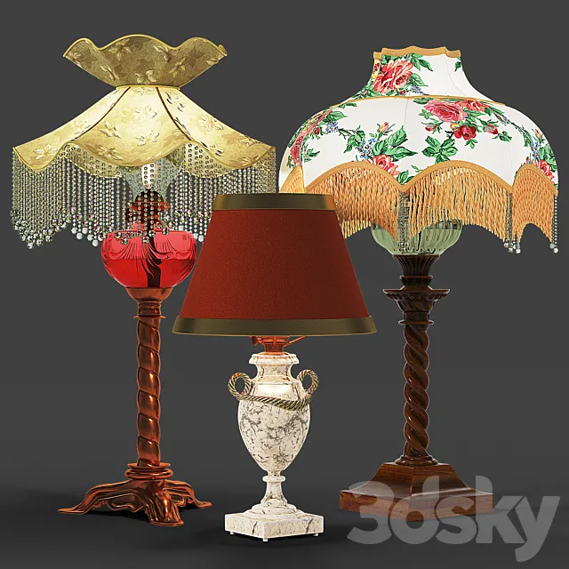 Set of vintage lamps 3D Model Set of vintage lamps 3D Model
