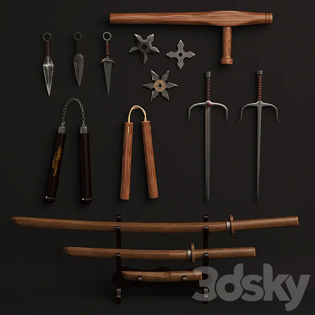 set of weapons for combat iskussva 3DModel set of weapons for combat iskussva 3DModel