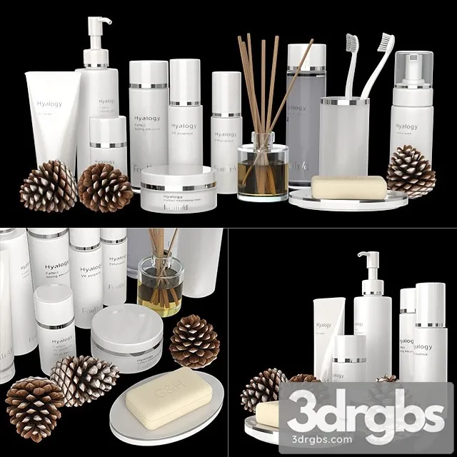 Set of White Cosmetics 3D Model Download