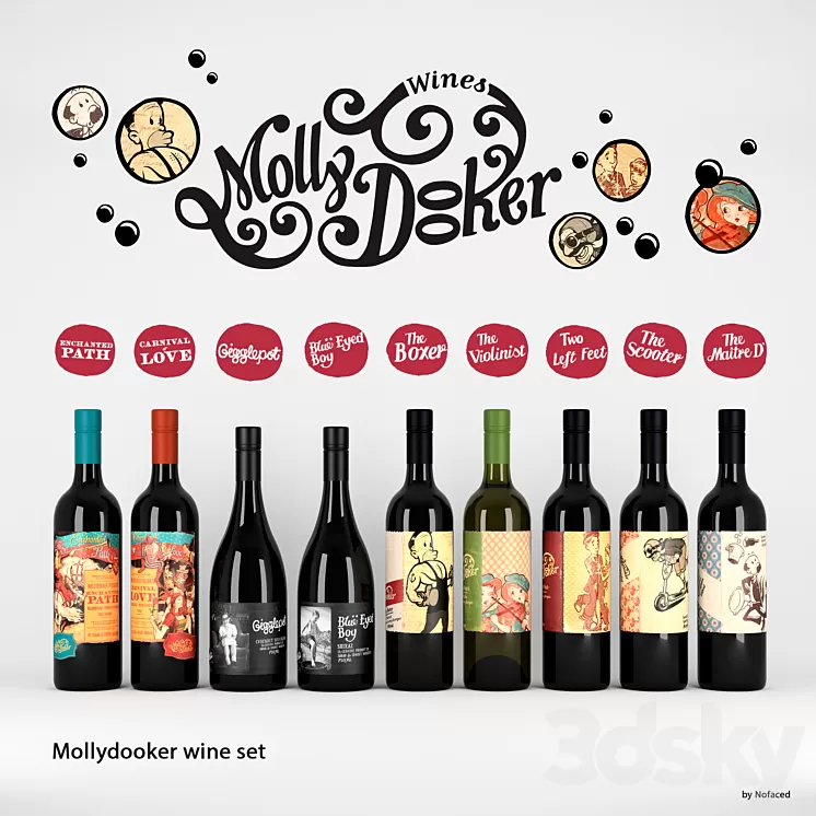set of wine Mollydooker (9 bottles) 3D Model