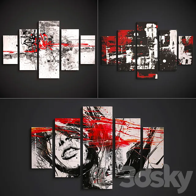 Set panels of 5 parts 3D Model Set panels of 5 parts 3D Model