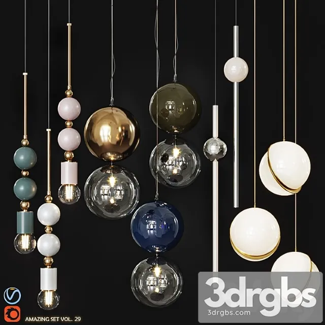 Set Pendant Lights 3D Model Download Set Pendant Lights 3D Model Download
