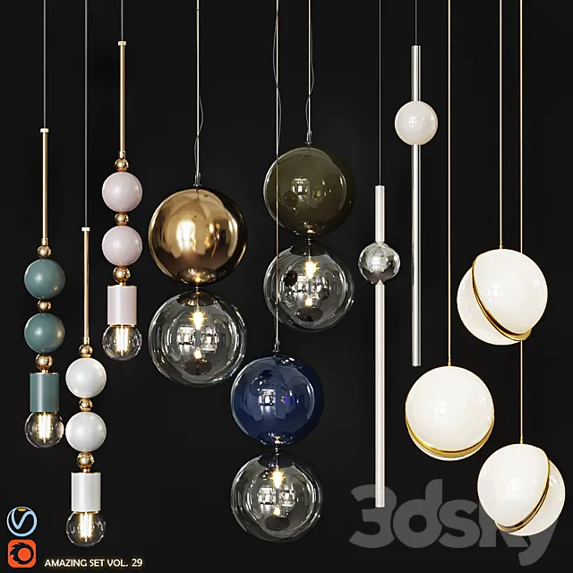 Set pendant lights 3D Model Set pendant lights 3D Model