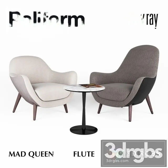 Set Poliform MadKing Mad Queen Flute 3D Model Download Set Poliform MadKing Mad Queen Flute 3D Model Download