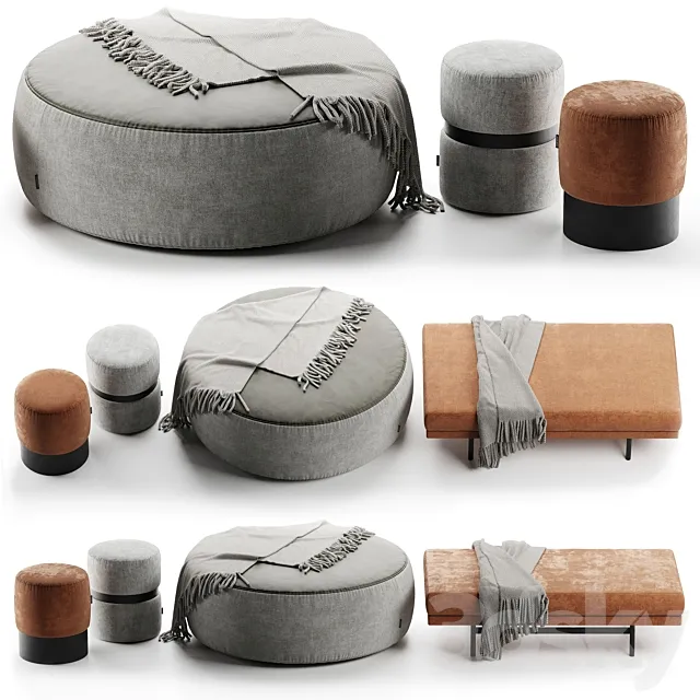 Set pouf laskasas 3D Model Set pouf laskasas 3D Model