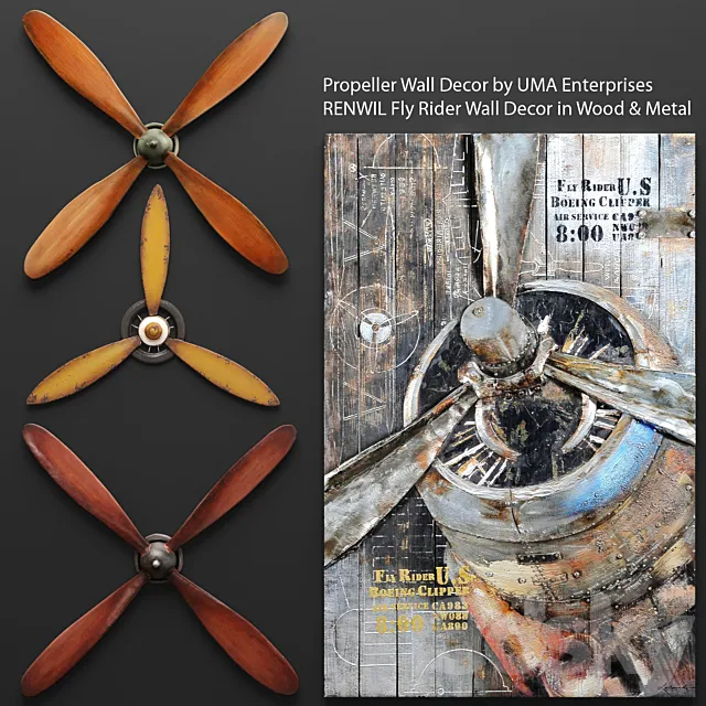 Set propellers from UMA Enterprises and the picture RENWIL. propeller. wall decor. picture. metal. decorative. for wall 3DModel Set propellers from UMA Enterprises and the picture RENWIL. propeller. wall decor. picture. metal. decorative. for wall 3DModel