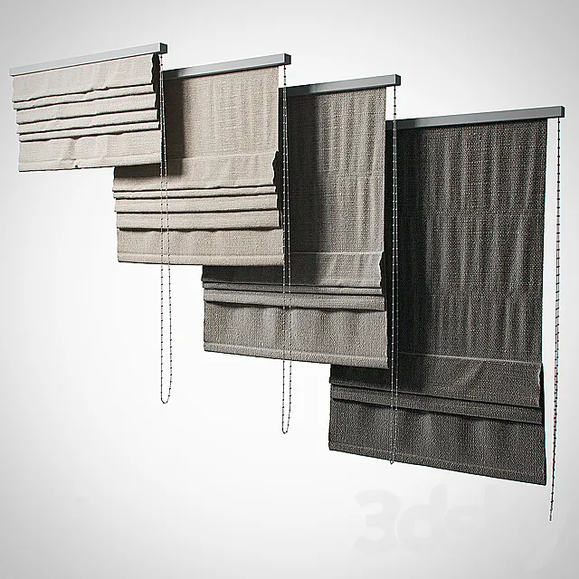 Set Roman blinds (4 stages 3 colors) 3D Model