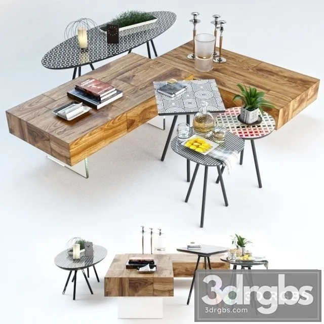 Set Sattelan Italia Coffee Table 3D Model Download