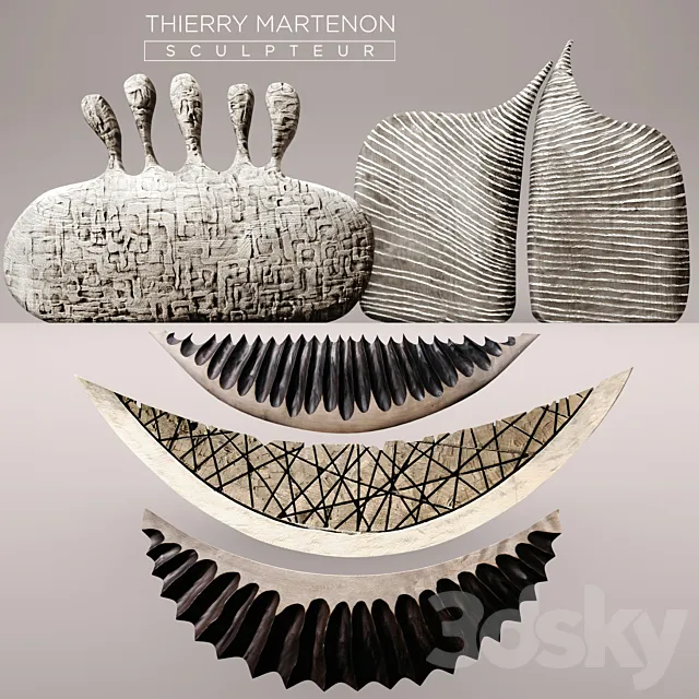 Set Sculpture Thierry Martenon figurine carving abstraction modern art art 3D Model Set Sculpture Thierry Martenon figurine carving abstraction modern art art 3D Model