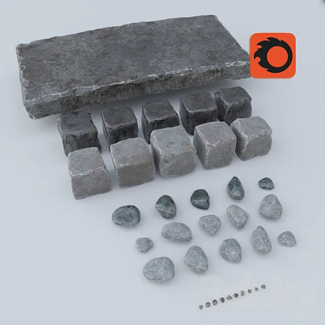 Set stones (dry and wet) 3DModel