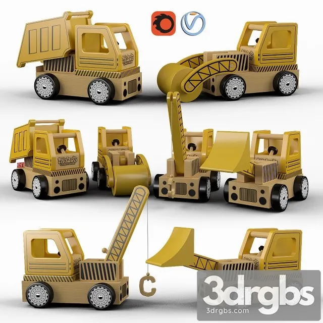 Set Toys Wooden Typewriters 3D Model Download